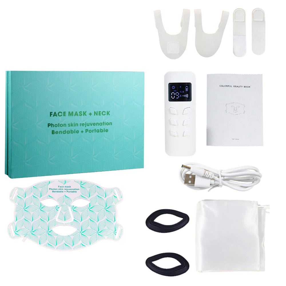 Silicone LED Facial Mask with Neck Cover