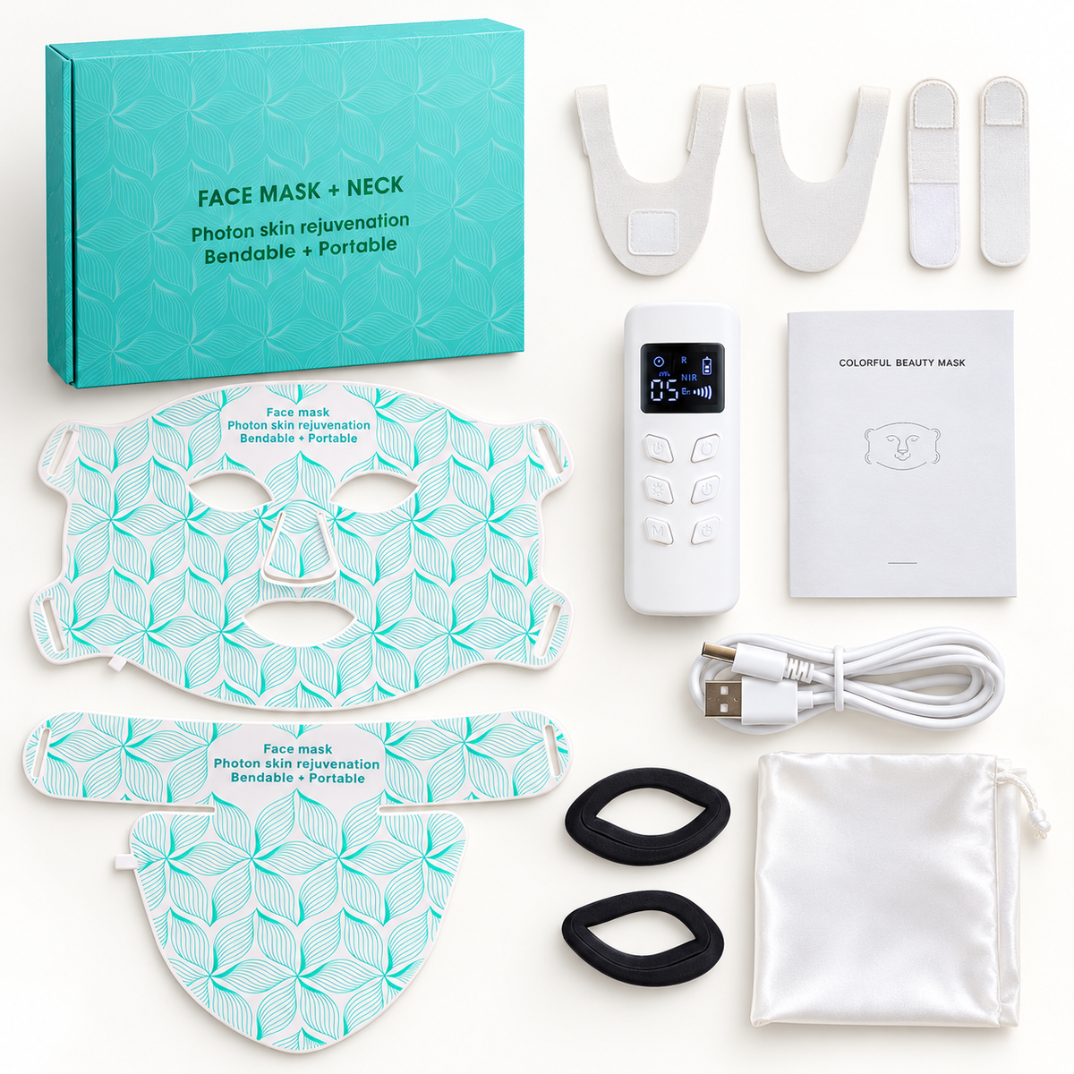 Silicone LED Facial Mask with Neck Cover